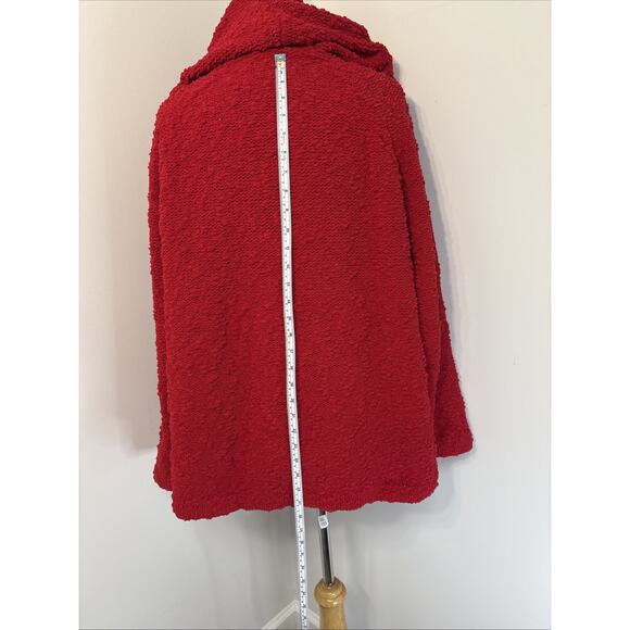 Q.U.E. Red Slub Knit Sweater Hoodie Oversized Pullover Cabin Comfort Womens 1X - Picture 6 of 16